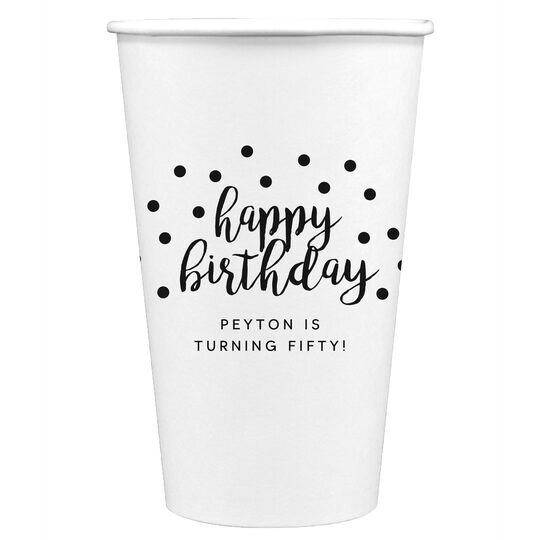 Confetti Dots Happy Birthday Paper Coffee Cups